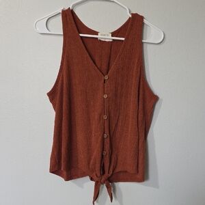 Sienna Sky Terracotta Buttoned Tank Top